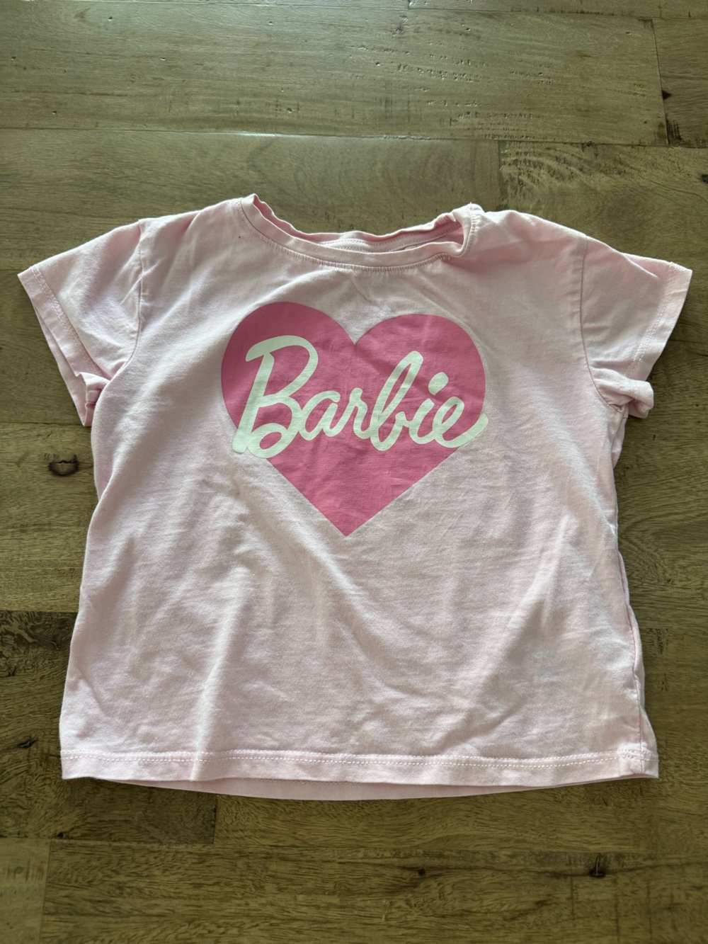 H&M X Barbie Girls' Pink Heart Logo Tee sz 2-4 years